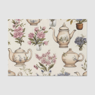 Papel De Seda Bules e Flores