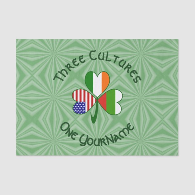 Papel De Seda Búlgaro irlandês irlandês Shamrock Flag Personaliz (Frente )