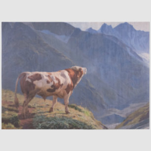 Papel De Seda Bull nos Alpes (por Eugène Burnand)