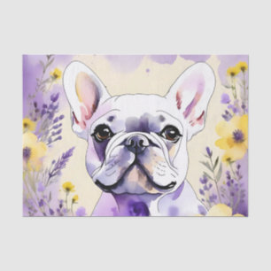 Papel De Seda Bulldog francês e flores silvestres
