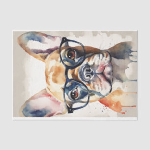 Papel De Seda Bulldog Francês em Aquarela em Descamação de Flore
