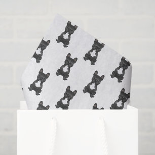 Papel De Seda Bulldog Francês Negro E Branco / Padrão Francês