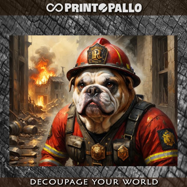 Papel De Seda Bulldog Inglês como Bombeiro - (Criador carregado)