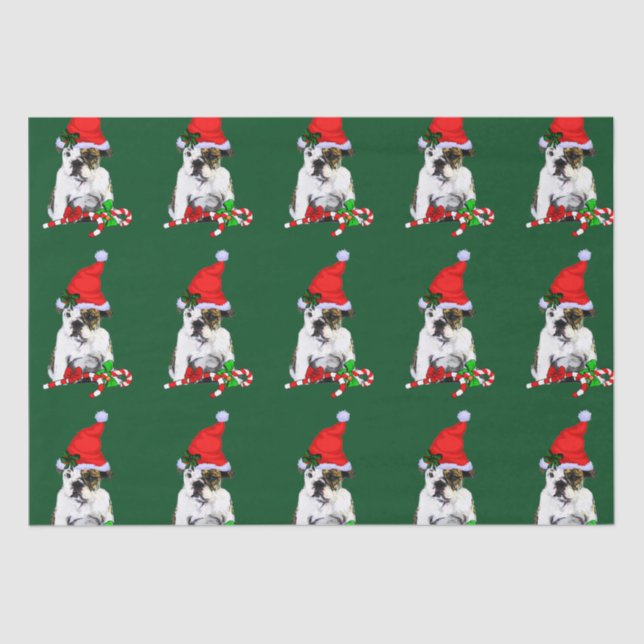 Papel De Seda Bulldog no Natal do Papai Noel (Frente )