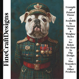 Papel De Seda Bulldog Orgulhoso, Uniforme Militar CF2 Decoupage