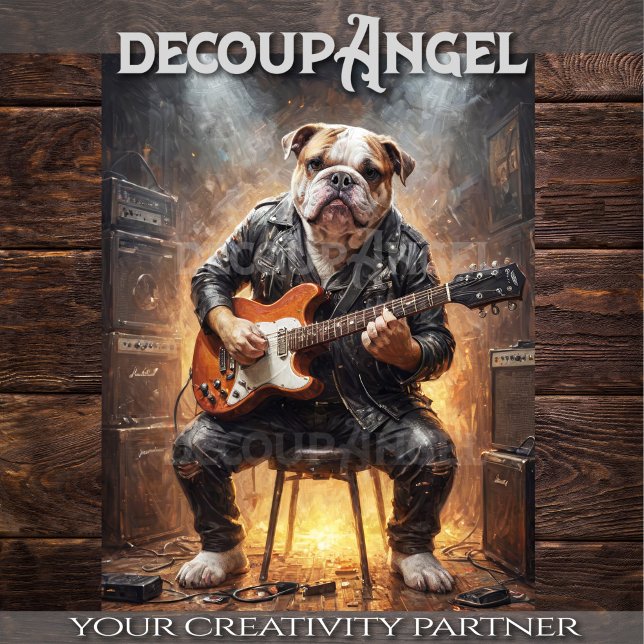 Papel De Seda Bulldog Rockstar - Vert. - Decoupage - (Criador carregado)