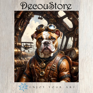Papel De Seda Bulldog Steampunk Decoupage