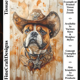 Papel De Seda Bulldog Xerife Western Rústico, Chapéu DD3 Decoupa