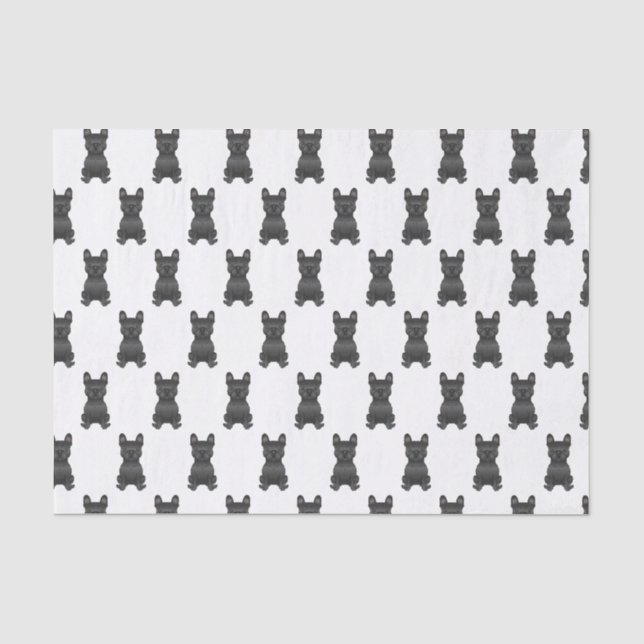Papel De Seda Bulldogue Francês Preto / Cachorro Frenchie Padrão (Frente )