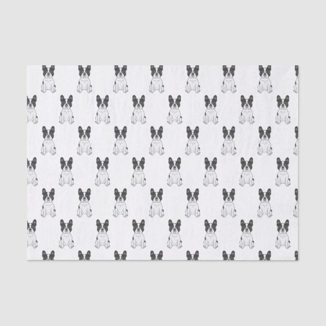 Papel De Seda Bulldogue Francês Preto Piebald / Padrão Frenchie (Frente )