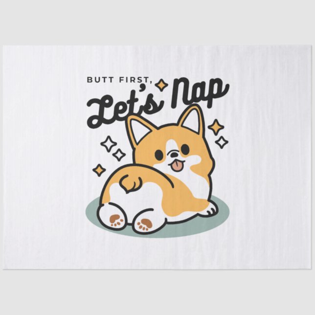 Papel De Seda Bumbum Primeiro, Vamos Nap - Bumbum Corgi Cute (Frente )