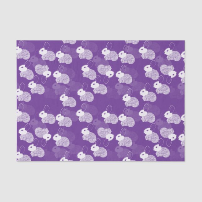 Papel De Seda Bunnies Brancos Fluffy em Roxo (Frente )