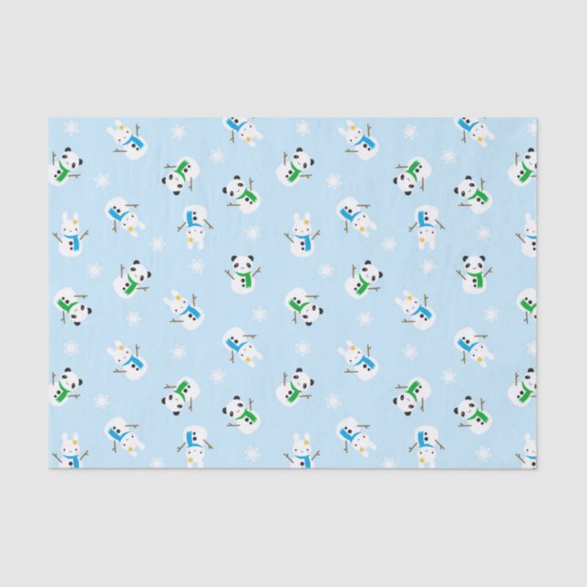 Papel De Seda Bunnies e Pandas de Neve (Frente )