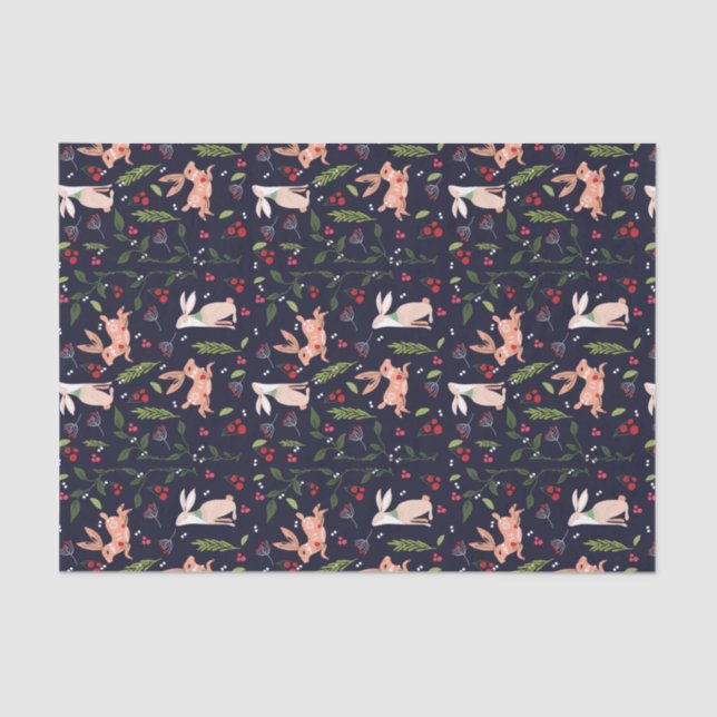 Papel De Seda Bunnies Folclóricos escandinavos (Frente )