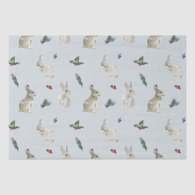 Papel De Seda Bunnies, Holly e Berries Blue (Frente )
