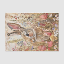 BUNNY IN MEADOW DECOUPAGE
