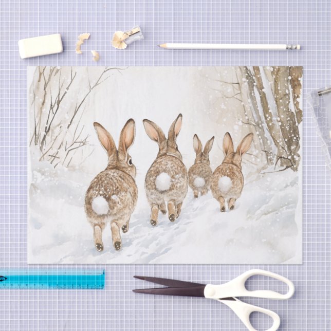 Papel De Seda Bunny Rabbits Woods Christmas (Arte )