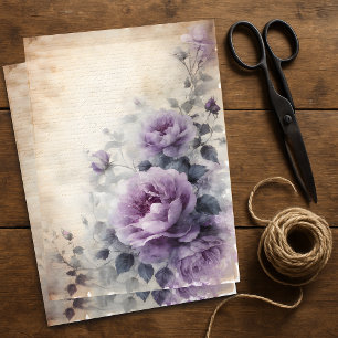Papel De Seda Buquê antigo de Rosas roxos e desacoplamento de ma