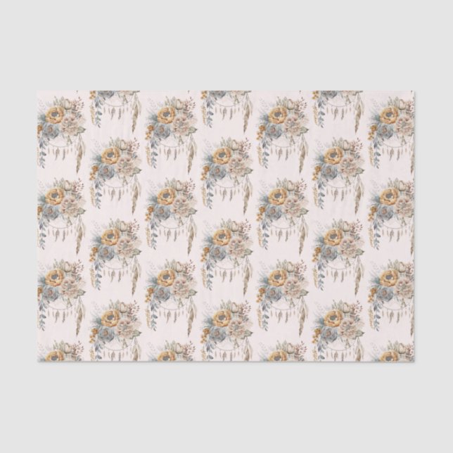 Papel De Seda Buquê Boho Flower e Padrão de Dreamcatcher (Frente )