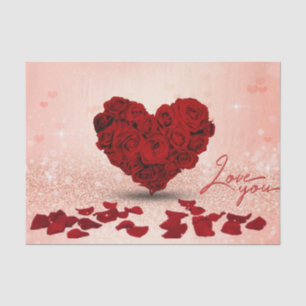 Papel De Seda Buquê cor-de-rosa do coração do dia dos namorad