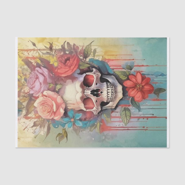 Papel De Seda Buquê de Amor que Mente Sangrando, Caveira Gótica  (Frente )