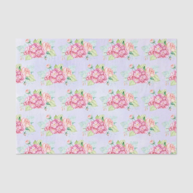 Papel De Seda Buquê de Aquarela Rosa Elegante (Frente )