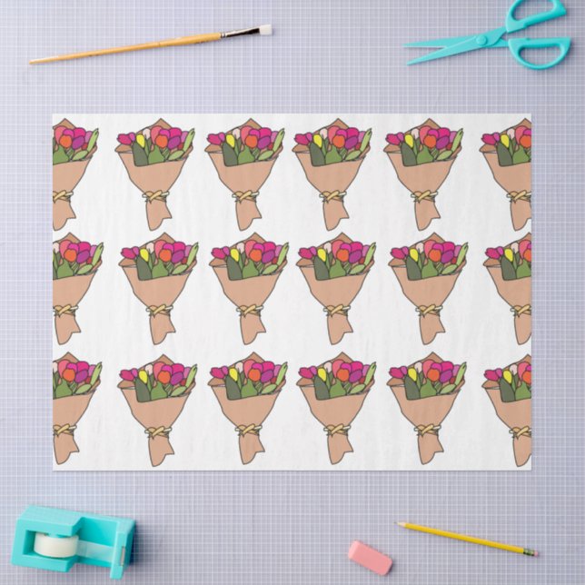 Papel De Seda Buquê De Flores (Arte )