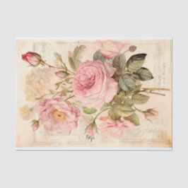Papel De Seda Buquê de Flores Antigas com Rosas