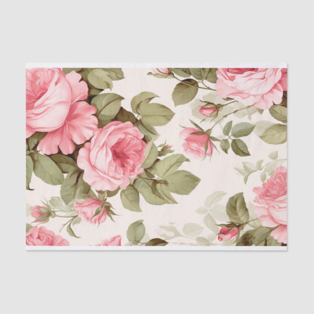 Papel De Seda Buquê de Flores Antigas com Rosas (Frente )