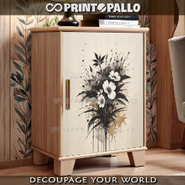 Papel De Seda Buquê de flores brancas, afogadas, a tinta