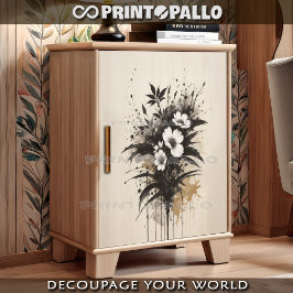 Papel De Seda Buquê de flores brancas, afogadas, a tinta