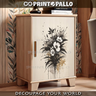 Papel De Seda Buquê de flores brancas, afogadas, a tinta