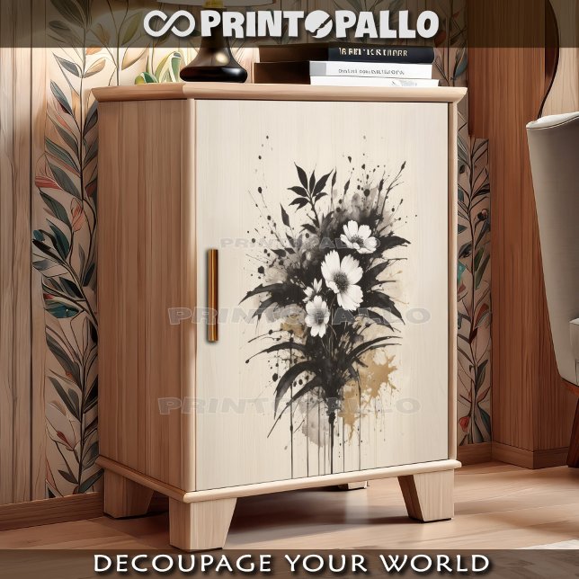 Papel De Seda Buquê de flores brancas desenhadas a tinta (Criador carregado)