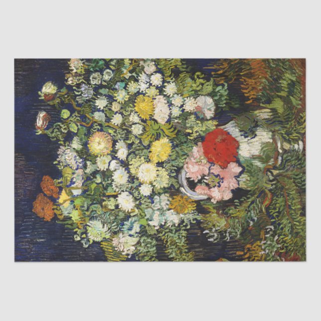 Papel De Seda Buquê de Flores em Vaso por Vincent Van Gogh (Frente )