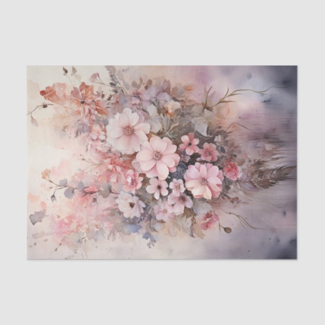 Papel De Seda Buquê de flores rosa-namorados (Frente )