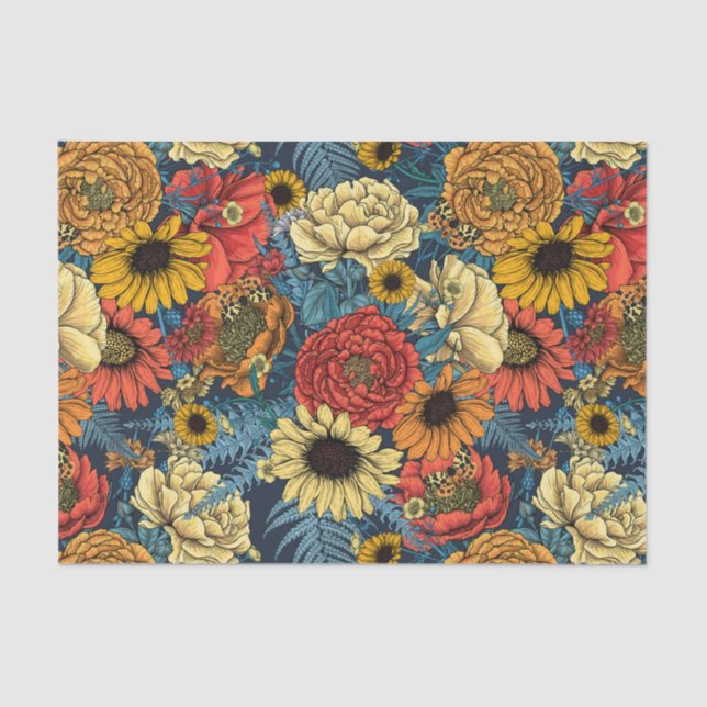 Papel De Seda Buquê de flores- rosas, peonias, margaridas (Frente )