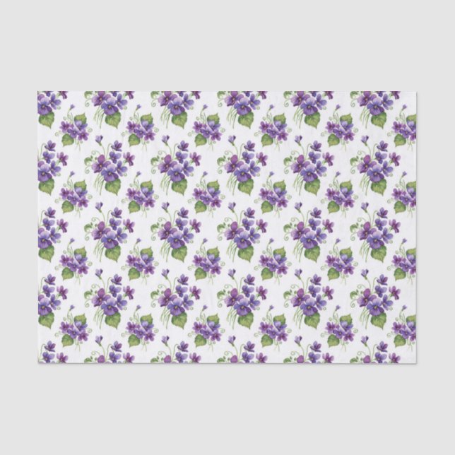 Papel De Seda Buquê de Flores Violeta Aquarela (Frente )