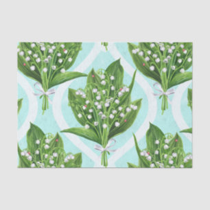 Papel De Seda Buquê de lírio das flores do vale em azul
