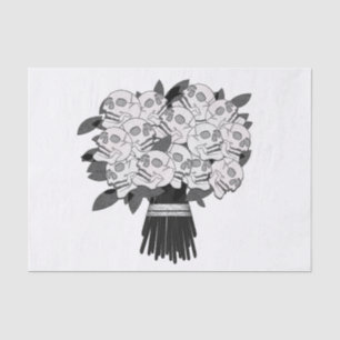 Papel De Seda Buquê de Rosas Caveira Festa Preto e Branco