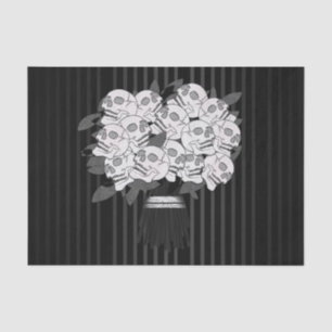 Papel De Seda Buquê de Rosas Caveira Festa Preto e Branco