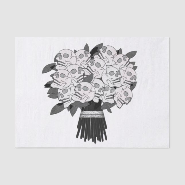 Papel De Seda Buquê de Rosas Cranianas Festa Preto e Branco (Frente )