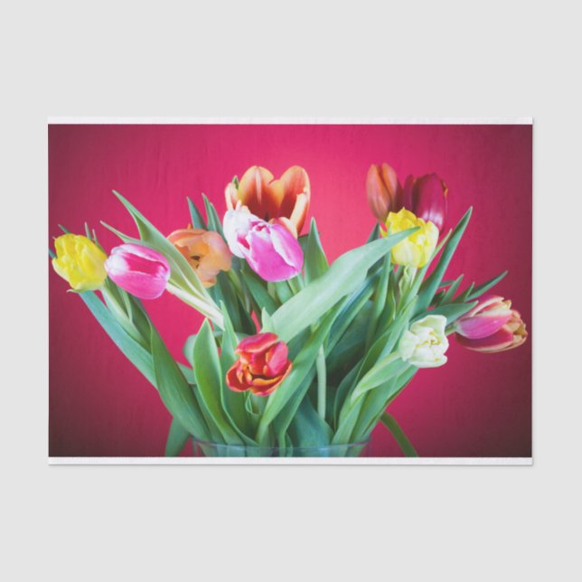 Papel De Seda Buquê de tulipas a vermelho (Frente )