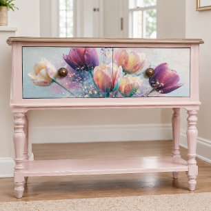 Papel De Seda Buquê de Tulipas Pastel Glow Decoupage