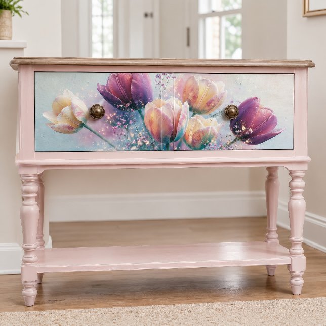 Papel De Seda Buquê de Tulipas Pastel Glow Decoupage (Criador carregado)
