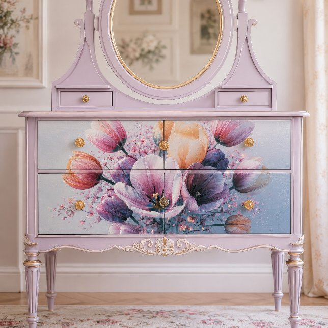 Papel De Seda Buquê de Tulipas Pastel Glow Decoupage (Criador carregado)