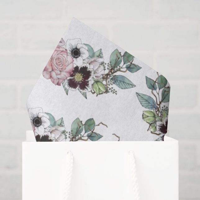 Papel De Seda Buquê Floral  (Sacola de presentes)