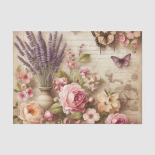 Papel De Seda Buquê Floral da Vintage e Desligamento de Borbolet