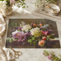 Buquê Floral de Peônia e Lilás Decoupage Vintage