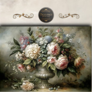 Papel De Seda Buquê Floral em Pastel Antigo Decoupage