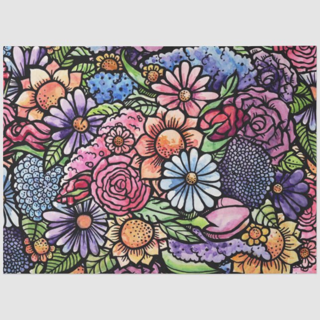 Papel De Seda Buquê Floral Flor de Primavera (Frente )